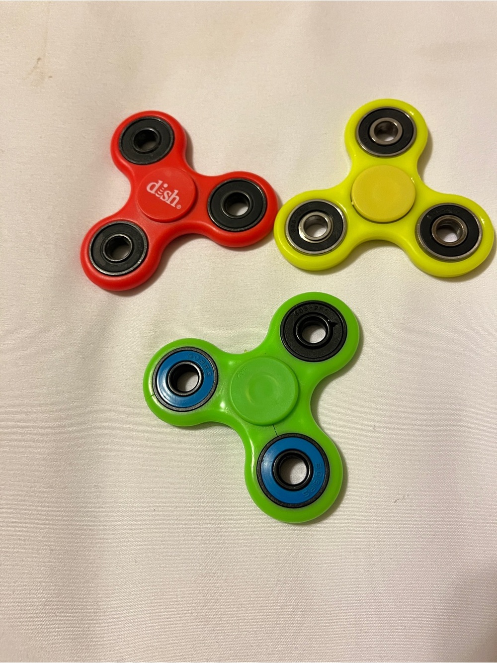Triple Pack Kids Fidget Spinners - Red, Yellow, Green